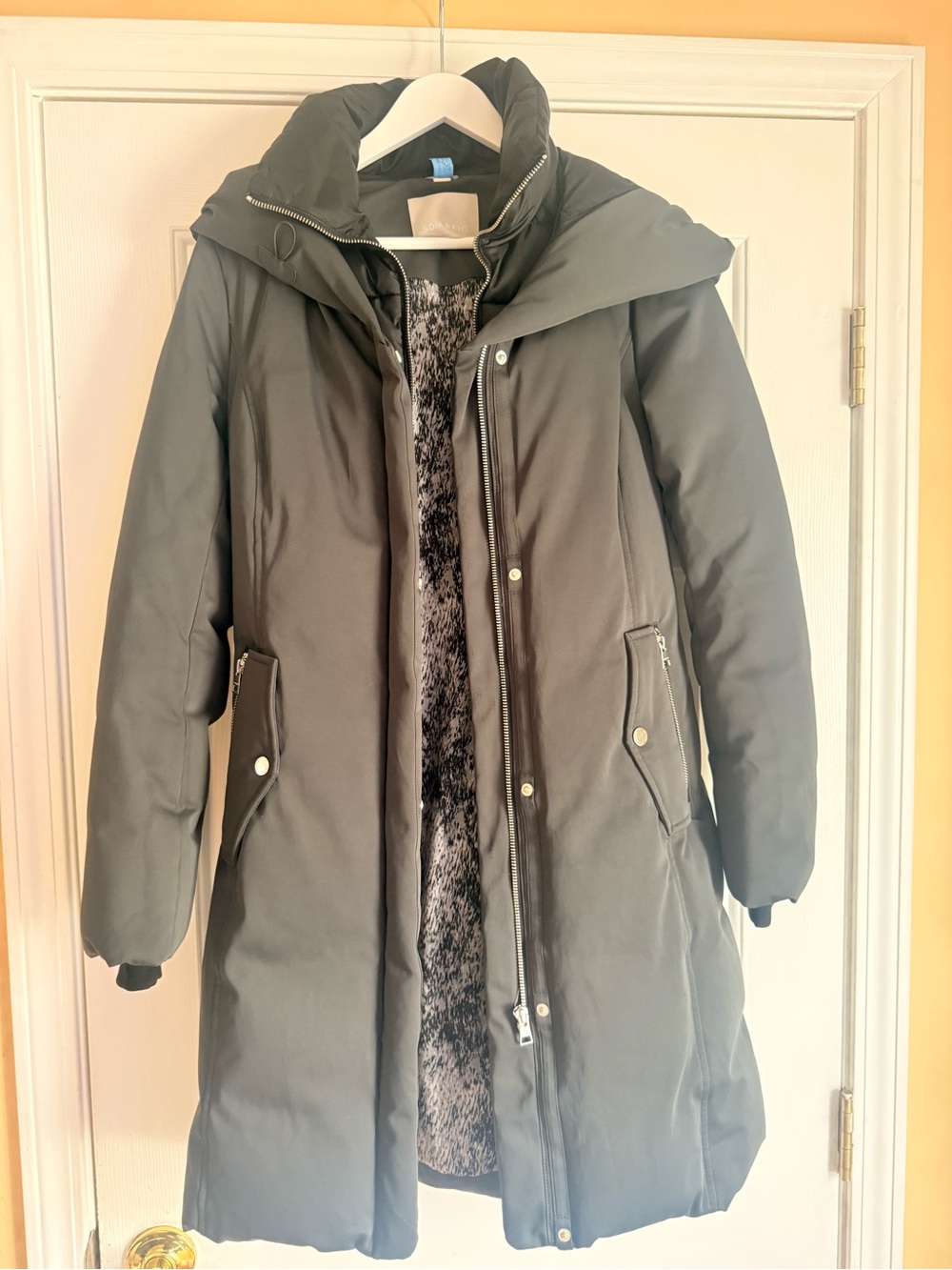 Soia & Kyo Olive Green Long Puffer Coat